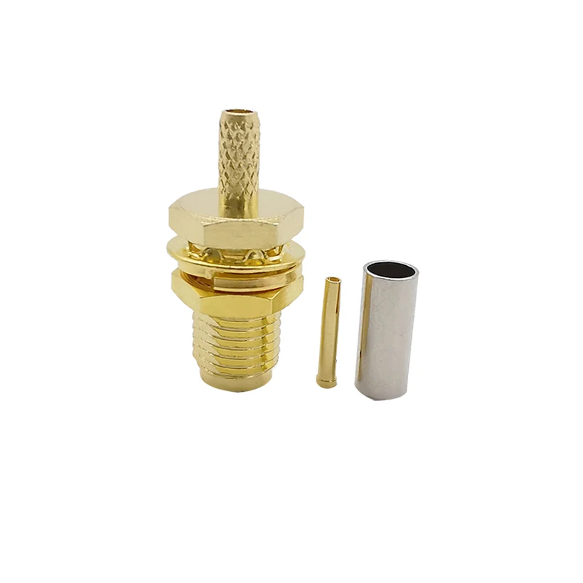 Позолоченный разъем SMA гнездо Центральная гайка ОБЖИМНАЯ головка для кабеля RG174