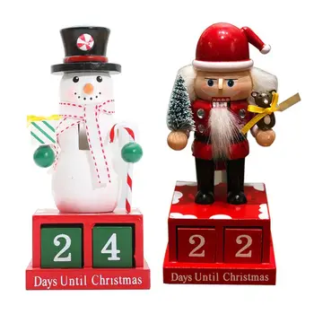 

Cartoon Christmas Countdown Calendar Desktop Ornament Wooden Countdown Calendar Snowman Shape Cute Christmas Decoration