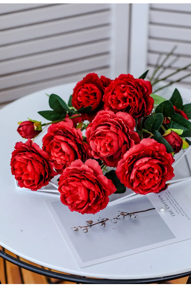 Искусственный Западный цветок розы пион Свадебный букет классический европейский стиль высокий реалистичный внешний вид