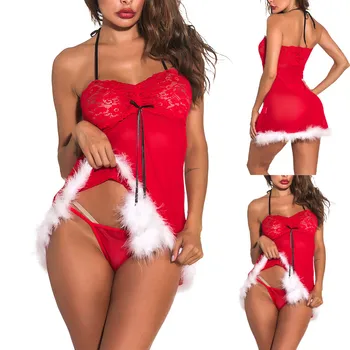 

Christmas Fashion Women Sexy Lingerie Underwear Braces Sexy Loose Nightgown Plus Size Home Sleepshirt Nighty dormir mujer 41*