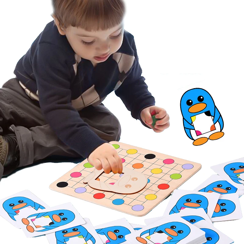 Penguin Color Matching Puzzle Toys Montessori Logical Thinking Reasoning Observation Game Early Educational Wooden Children | Игрушки и