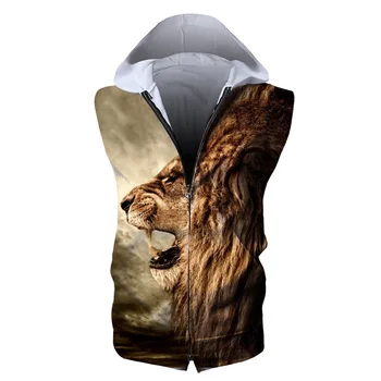 

Fashion Trend Digital Printing European Size Sleeveless Hat Guard Sweatshirts