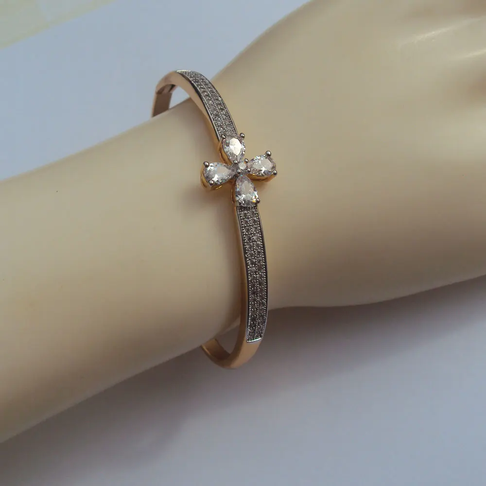 "Xu ping" старшая конструкция 18 K тонкая массивная, желтая, Золотая GF CZ кубический циркон крест, оформленный цветами плетеный браслет 60# женский