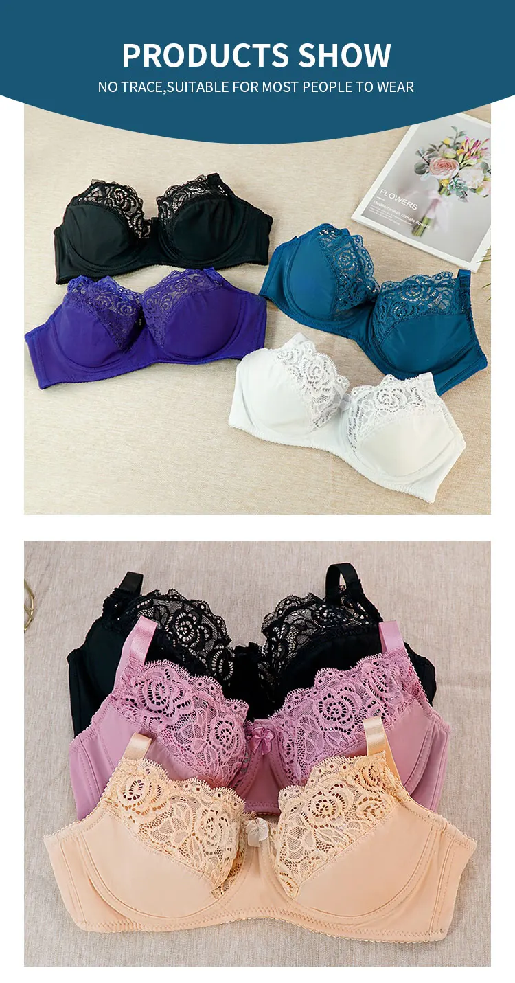 bras Sexy Lace Bra Women Floral Underwire Bralette Sexy Lingerie Ladies Thin Large Intimates Plus Size Underwear Female C D Cup strapless push up bra