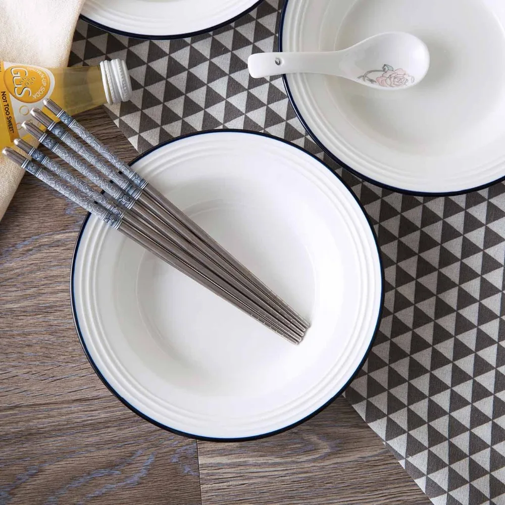 Большая белая керамическая тарелка круглая для супа глубокая поднос креативная