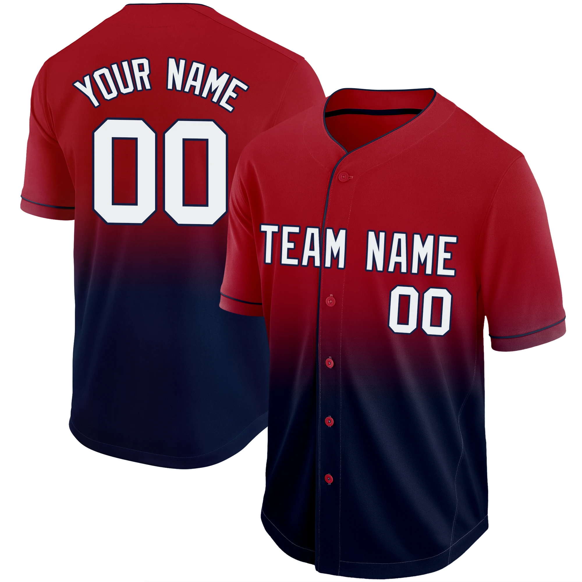 Baseball Jersey Printed Team Name and Numbers Gradient Loose Men/Boy Tee Shirts Awesome Christmas Gift for Playing