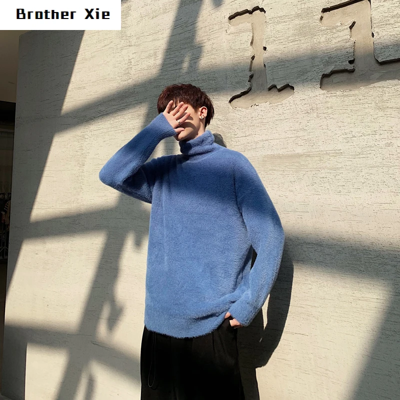

Winter Thick Sweater Men Warm Fashion Solid Color Casual Knitted Pullover Man Wild Loose Long Sleeve Sweater Male Clothes M-2XL