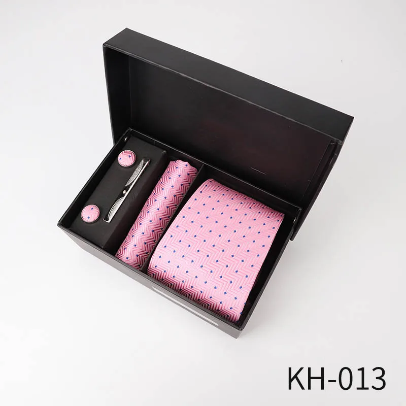 KH 013 6 шт. мужские деловые галстуки Подарочная коробка 8 см Повседневный галстук-бабочка классический Одноцветный жаккардовый полосатый Аксессуары для галстуков свадебный подарок - Цвет: KH 013