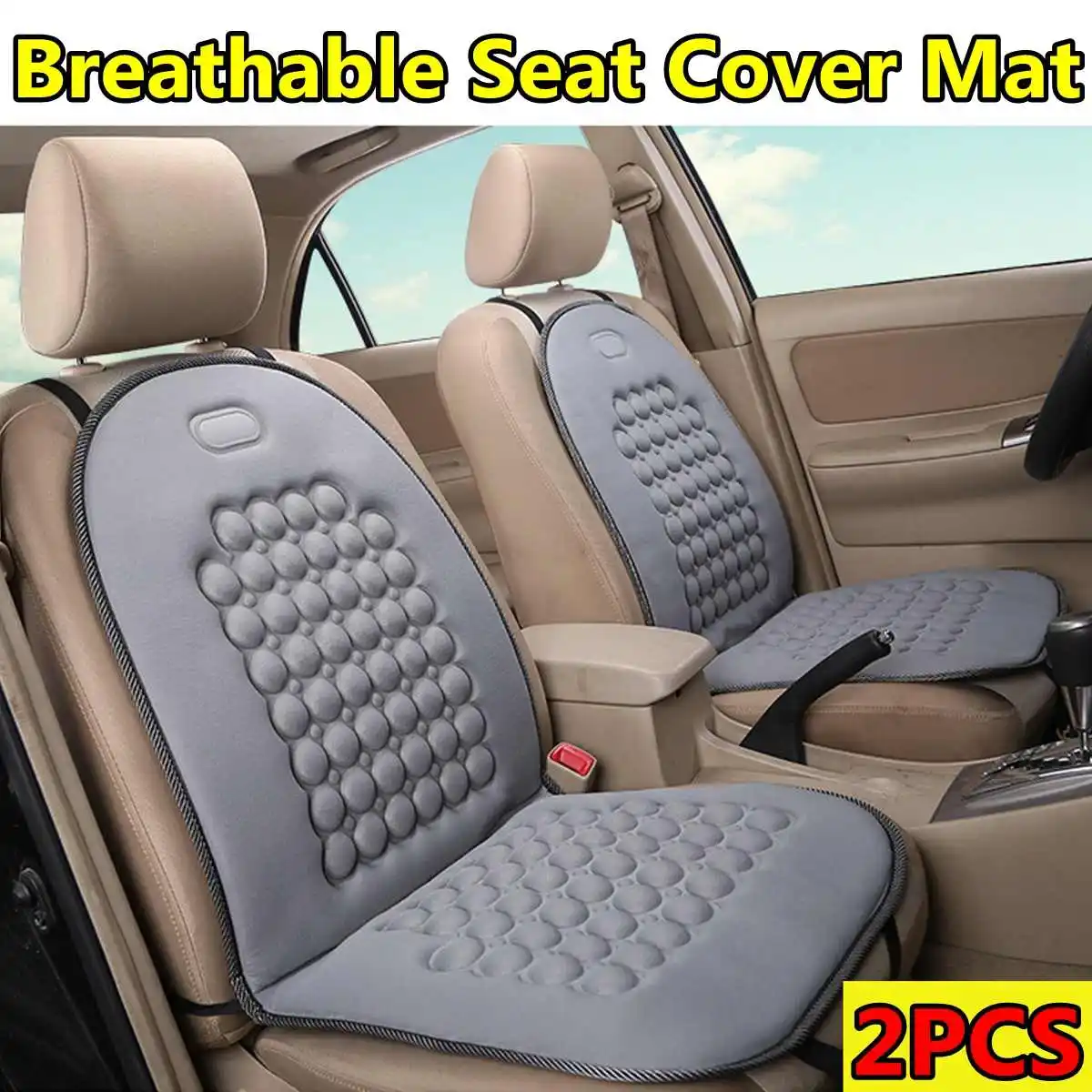 2pcs Grey 3 Color Car Seat Cover Four Seasons Front Cushion Breathable Protector Mat Pad Auto accessories Universal Size for cars office - Название цвета: 2pcs Grey