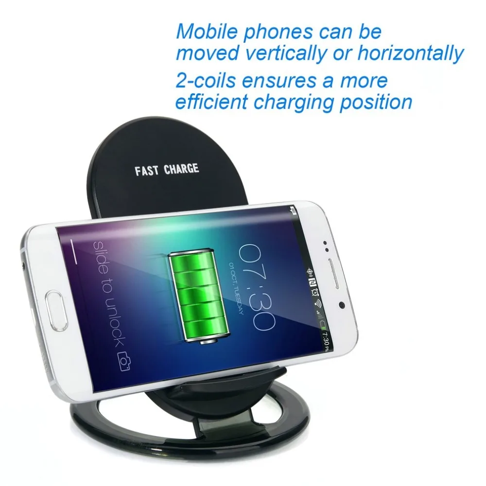 Universal N900 Wireless Fast Charger Stand Holder With LED Indicator Light 2-Coils 15W Fast Charging Pad Stand