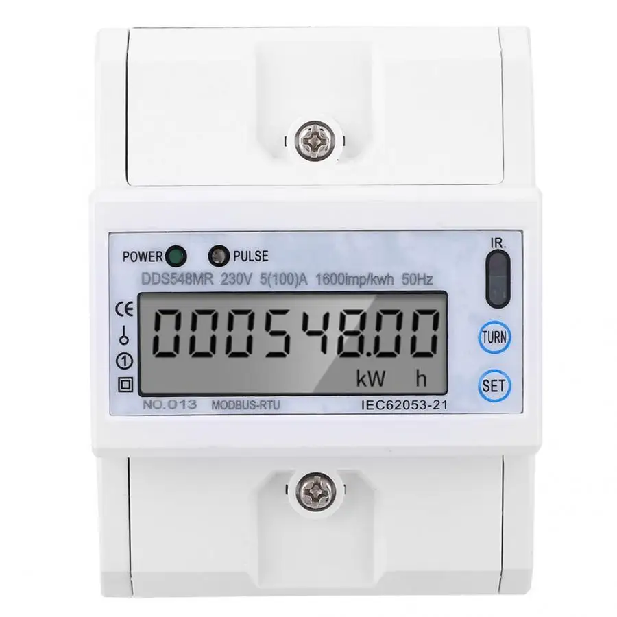 Однофазный 5-100A 230V AC многофункциональный счетчик электроэнергии DIN Rail ЖК-дисплей кВтч метр с RS485 электронный ваттметр