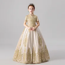 Бальное платье цвета шампанского Бальные платья с кружевным лифом Золотое платье с аппликацией из пайеток для выпускного вечера дебютные платья vestidos de Quinceanera