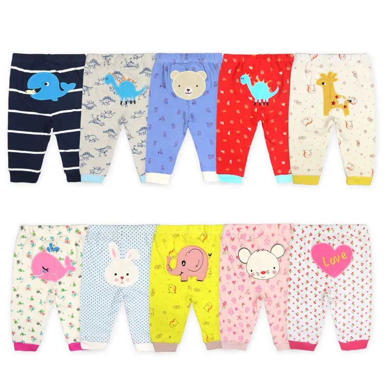 [2Pcs/lot Random Color]Elvesnest Baby Pants Cartoon Print Baby Leggings Cotton Newborn Boy Clothes Spring Autumn Toddler Pants