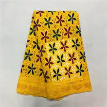 Новые Желтые отверстия дизайн нигерийская швейцарская вуаль кружева в швейцарском Африканский швейцарский хлопок кружевная ткань удобная для платья