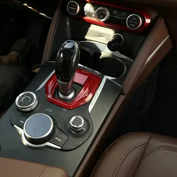 

Red Real Carbon Fiber For Alfa Romeo Giulia Car Center Console Gear Shift Panel Cover Trim For Alfa Romeo Stelvio 2017 2018 2019