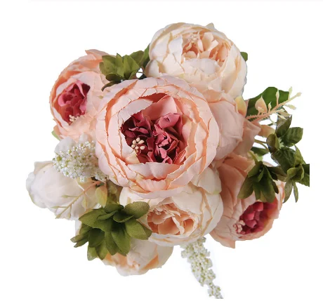 light pink1 Европейские искусственные пионы, декоративные вечерние, шелковые, искусственные пионы для дома, Осенние свадебные украшения, пионы, искусственные цветы 13 br - Цвет: light pink1