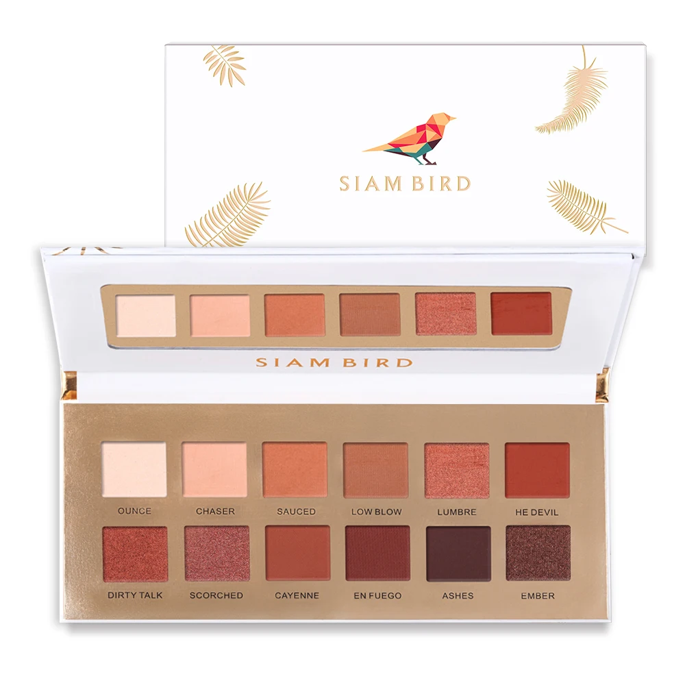 Siam Bird Makeup Shadows Professional Eyeshadows Pallete Glitter Matte Peach Eye Shadow Palette Shimmer Pigment Nude Cosmetics - Color: 12 Colors-White