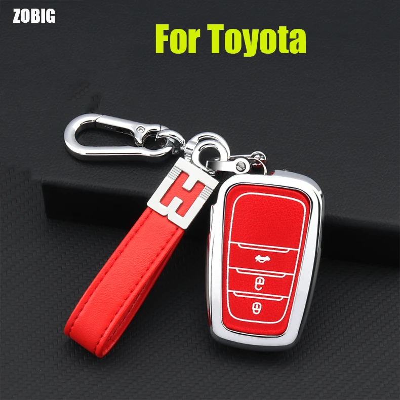 

ZOBIG Case Key Fob Cover Smart Remote Key Fob case Cover Shell for Toyota Holder Highlander Avalon Crown Land Cruiser Prado Mark