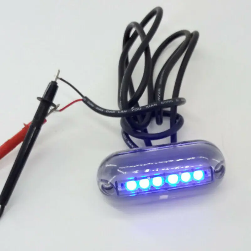 1pc 12V 3W Blue 6 LED Fishing Light Underwater Marine Boat Tailight Night Lamps