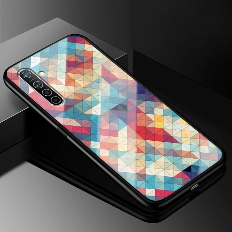 Для OPPO Realme X2 чехол 6,4 ''модный стеклянный Жесткий Чехол для задней панели телефона чехол s для OPPO Realme XT силиконовый бампер