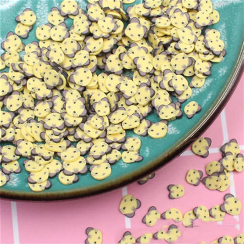 cat yellow 100 г/лот мягкая полимерная глина с изображением медведя, кошки, собаки, Fimo для поделок своими руками, наполнитель слизи, 3D украшения для ногтей, трости, наклейки для ногтей - Цвет: cat yellow
