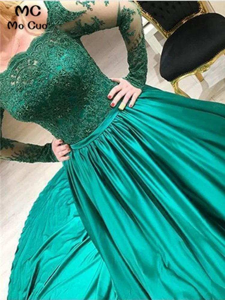 as pic Галерея с открытым плечом платья с кружевом с длинными рукавами Vestidos de fiesta платье для выпускного вечера Формальные Вечерние платья - Цвет: as pic
