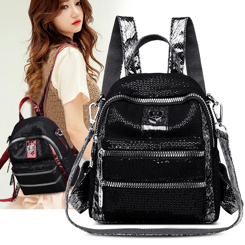 

2019 New Style Backpack Korean-style WOMEN'S Bag Shoulder Sequin Fashion Backpack Versatile Large Capacity Bag Dual Fashion