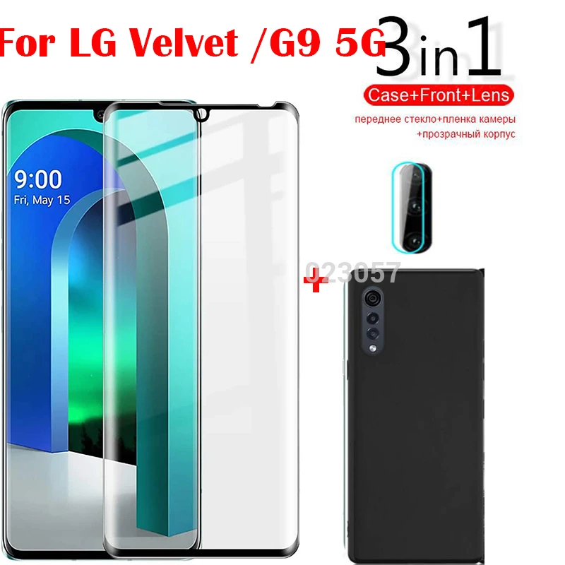 3-в-1 чехол Стекло для LG бархат 5G Экран протектор полная защита на Камера объектив |