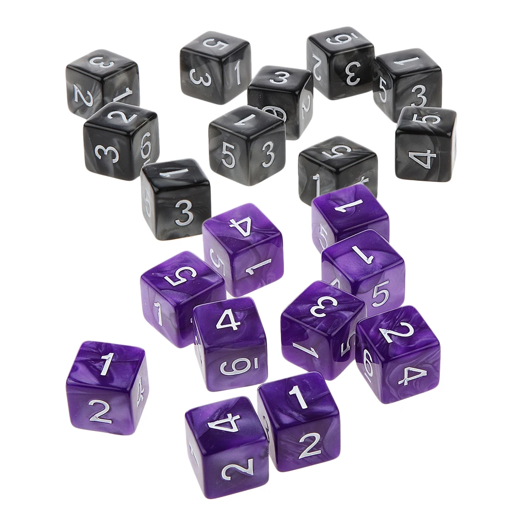 20Pcs 16mm Six Sided Dice D6 Square for Playing Dungeons D&D TRPG Game Toys
