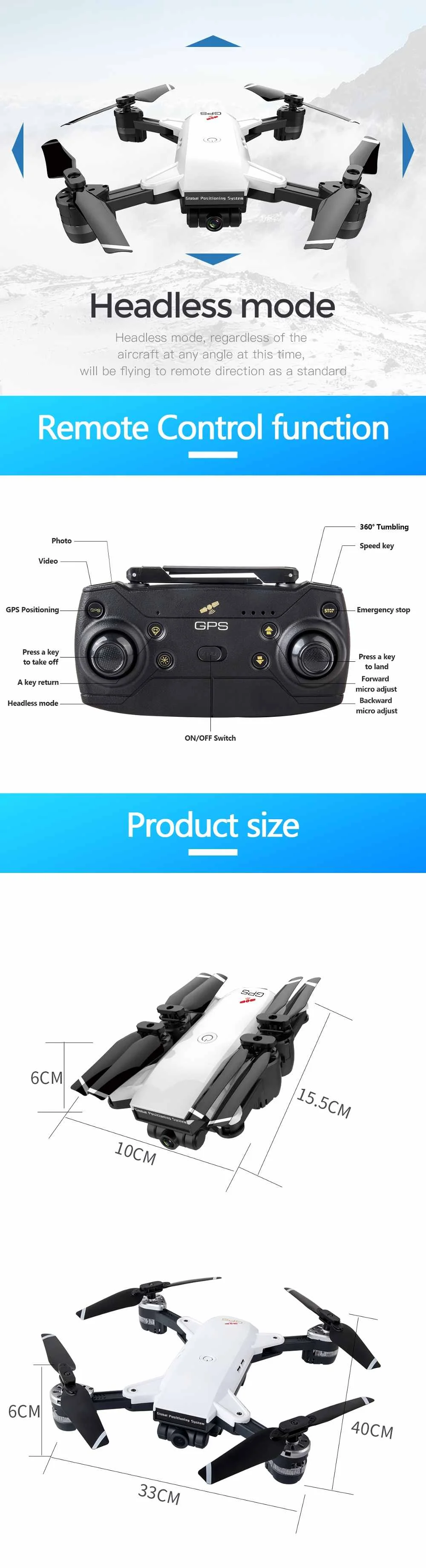 JDRC JD-20G JD20G gps динамическое следование Wi-Fi FPV с 1080P HD камерой складной Радиоуправляемый Дрон Квадрокоптер RTF объемное действие