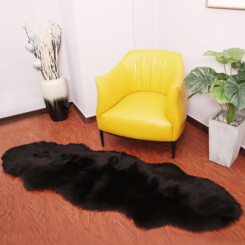 ROWNFUR Коврики из искусственного меха для дома спальни дети стул для гостиной Теплый высококачественный нескользящий белый серый плюшевый коврик - Цвет: Black
