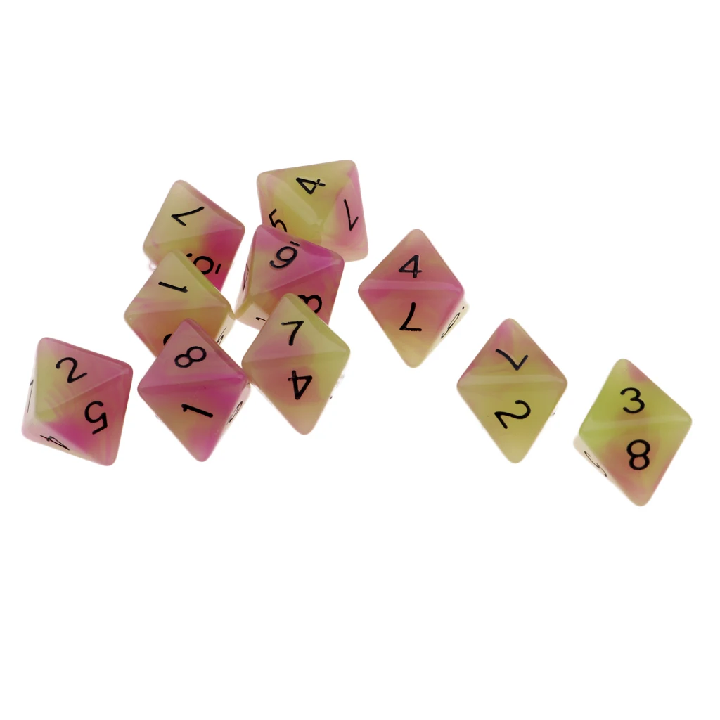 10pcs 8-Sided Dice Set Bright Colors 18 mm for Games Casino Gifts Teaching Dice Set 8 Sided Board Dices 