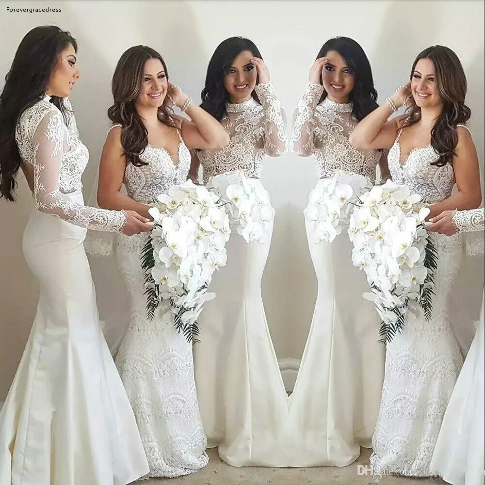 2019 verano primavera dama de Honor sirena blanco encaje campo jardín Formal boda fiesta invitado de Honor vestido talla grande| Vestidos para dama de honor| - AliExpress