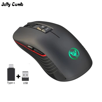 

Jelly Comb Rechargeable USB-C Wireless Mouse 2.4G USB Dual Model 3600DPI Wireless Gaming Mouse for Gamer Macbook PC Mute Click