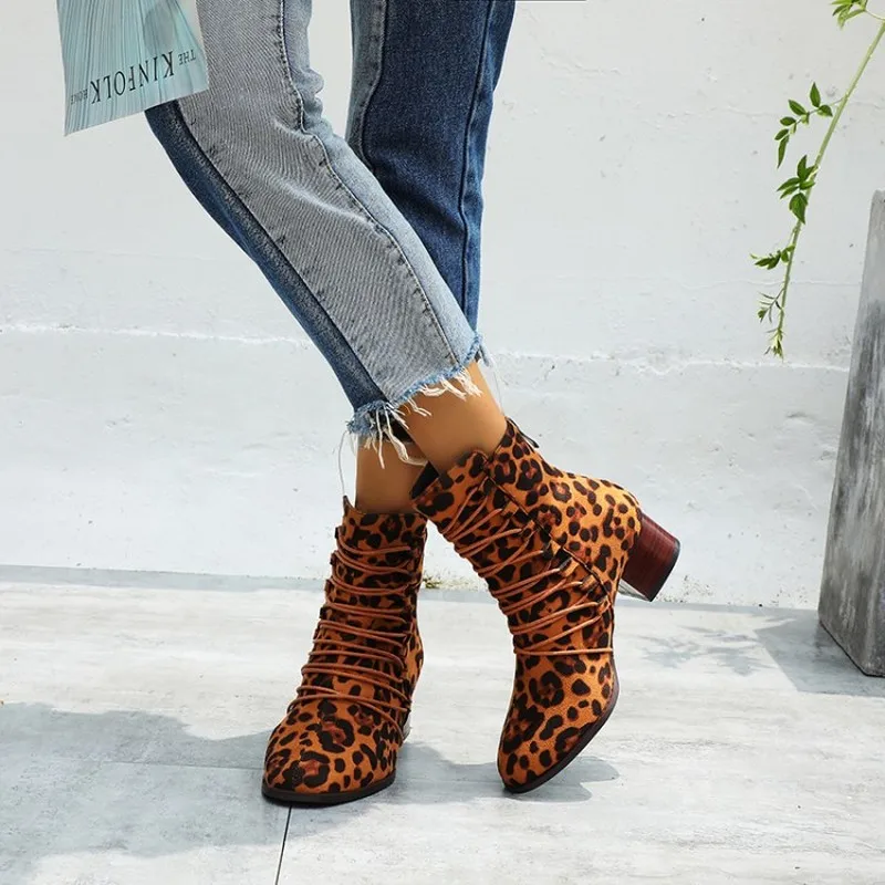 Женские ботильоны туфли-лодочки на среднем массивном каблуке chaussure Гладиаторы с