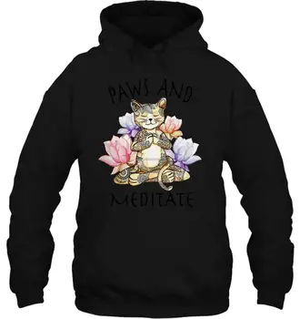 

Yoga Cat Paws and Meditate Lotus Meditation Cat Pose TS1379 Streetwear men women Hoodies Sweatshirts