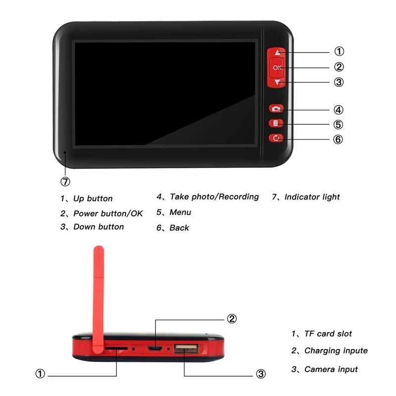  4.3 in Endoscopy Camera 1080P HD Color Screen 8Mm Endoscope Camera IP67 Waterproof 8 Adjustable LED