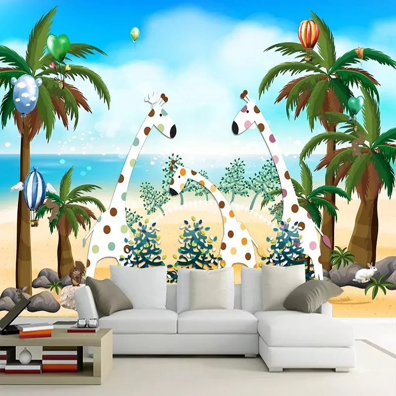 Enorme 3d Balcon Exotique Plage Wall Stickers Mural Decal Papier
