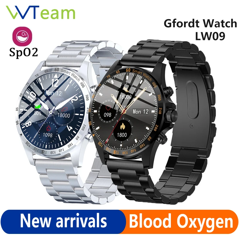 Reloj inteligente Gfordt Global Gentleman Swiss, acero inoxidable 316 con Bluetooth 5,0, control del ritmo cardíaco, resistente al agua IP68
