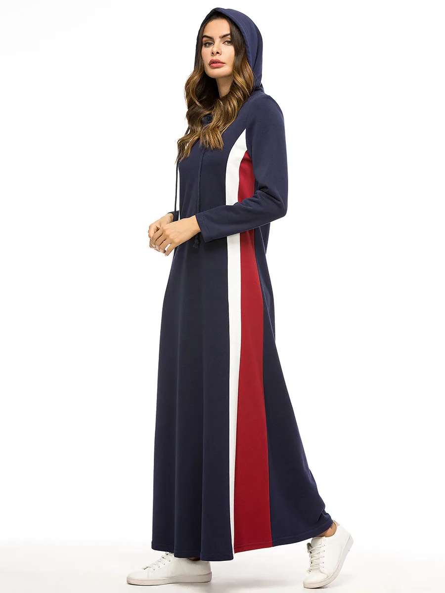 Осень Зима хлопок Abayas студентов Спортивное длинное платье арабское длинное кафтан Турция Ближний Восток мусульманское женское платье Мода