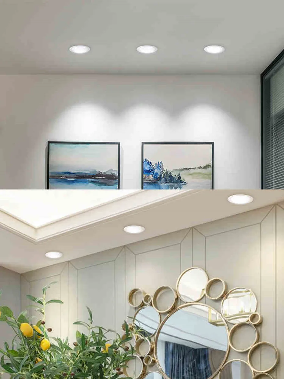 [DBF] Ультра тонкий дизайн 3 Вт 4 Вт 6 Вт 9 Вт 12 Вт 15 Вт светодио дный поверхности потолка Встраиваемые Сетка светильник/круглый Панель свет