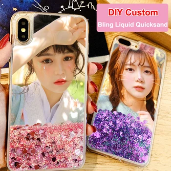 

Custom Liquid Quicksand Case for iPhone 11 Pro Max 11Pro SE XS Max XR X 7 8 6 6S Plus Case DIY Photo Bling Acrylic Cover Funda