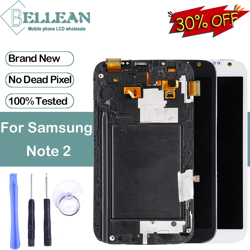 

Dinamico Promotion For Samsung Galaxy Note 2 Lcd With Touch Screen Digitizer Assembly N7100 Lcd With Frame Free Shipping+Tools