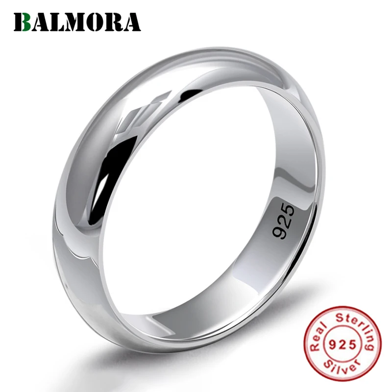 

BALMORA Real 925 Sterling Silver Simple Plain Stacking Finger Rings for Women Men Couples Gift Romantic Fashion Jewelry Anillos