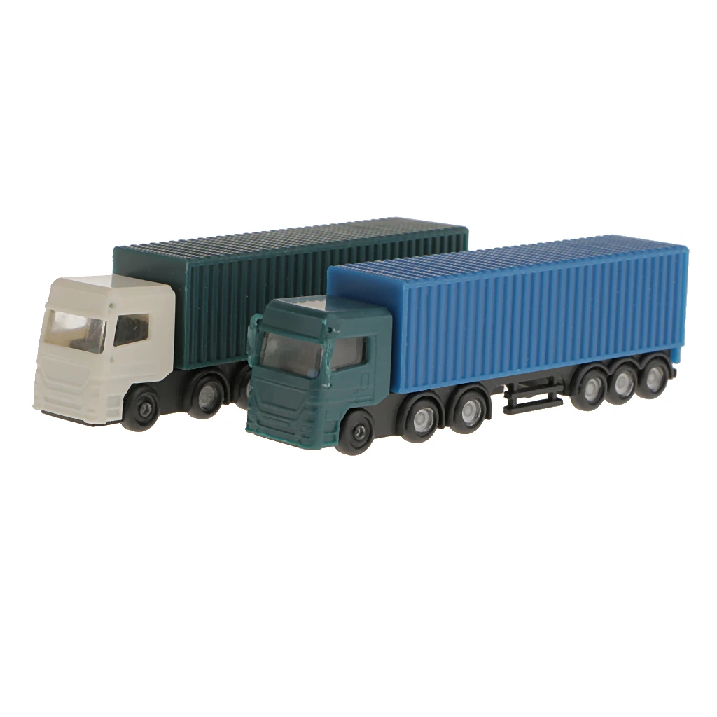 2Pcs Model Container Truck Freight Car Model Figure Layout Toy 1:150 N Scale