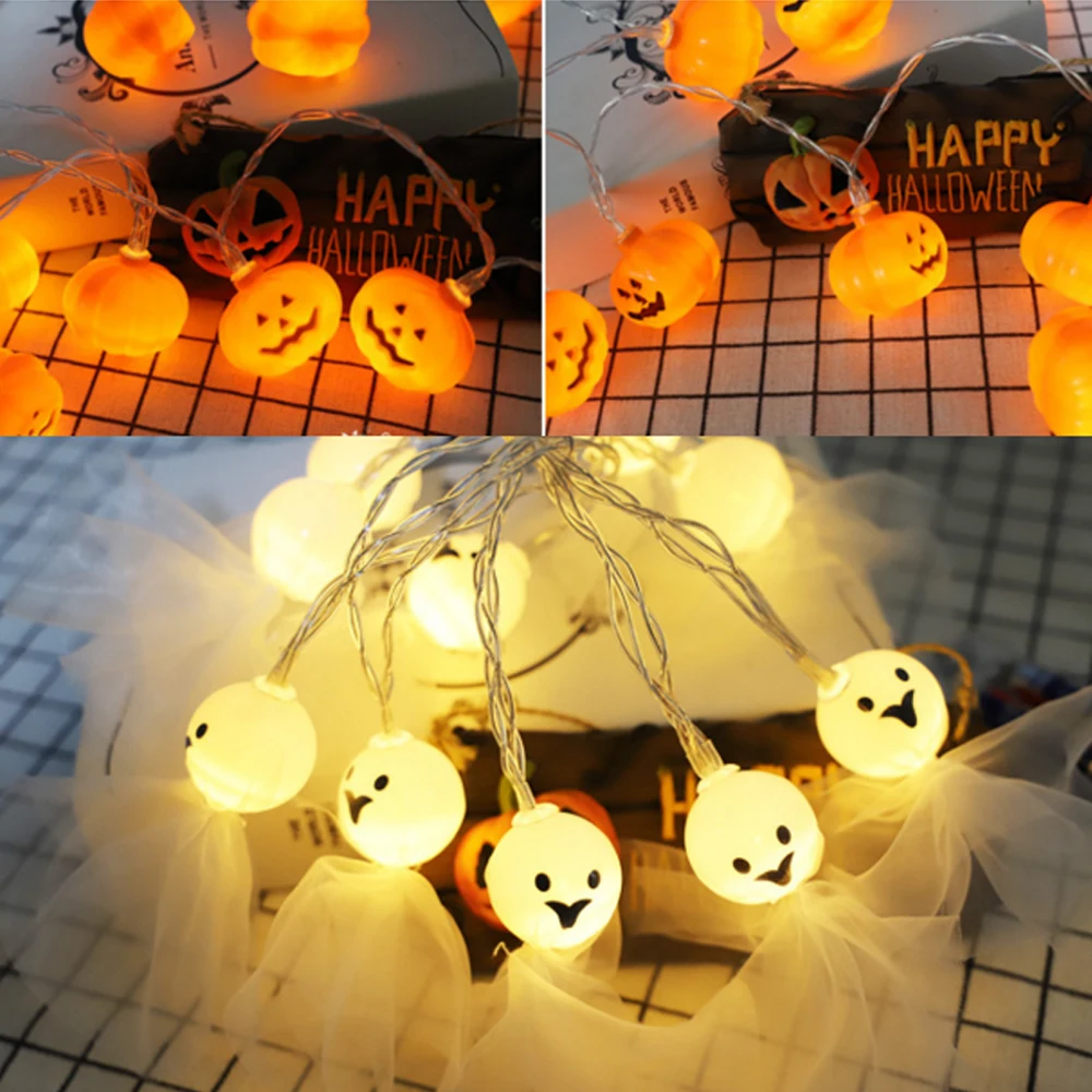 3M Halloween LED String Light DC5V Battery Operated Halloween Decoration Hanging Lights Indoor Decorative Pumpkin Bat Ghost Lamp
