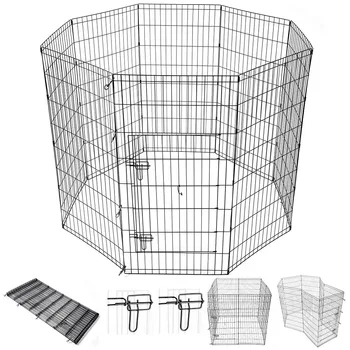 

YeStarry 48" Tall Pet Dog Playpen Foldable Metal Exercise Fence Cage Kennel with Door 8 Panel Outdoor Indoor