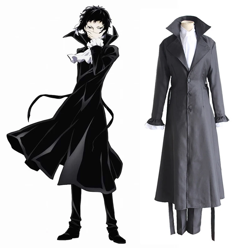 Bungo Stray Dogs Mafia Akutagawa Ryunosuke Cosplay Costume Anime Uniform Long Coat Trench Coat Halloween Costume Wig Anime Costumes Aliexpress