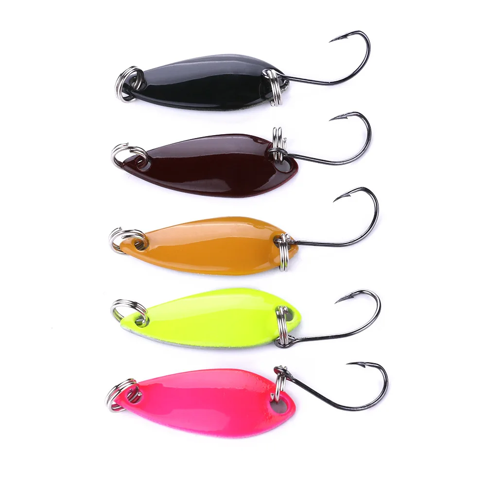 

5pcs a lot 2.6g 30mm Trout Spoon Lure Metal Bait Fishing Lure Copper Material Freshwater Fishing Tackle Isca Artificial