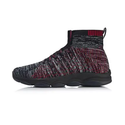 AFJN009-1H Li-Ning/мужская спортивная обувь без подушек, одноцветная, дышащая, с высоким вырезом, с подкладкой, как Носок, спортивная обувь AFJN009 SOND18 - Цвет: AFJN009-1H
